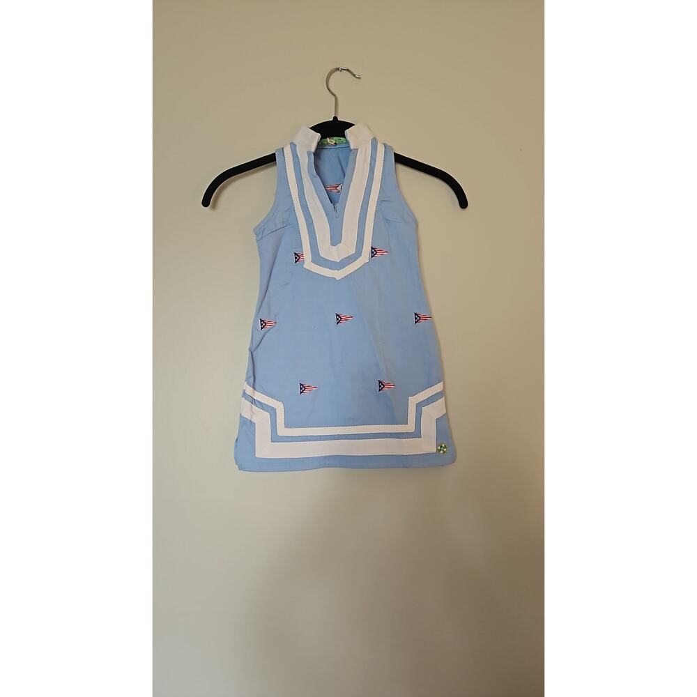 CASTAWAY - Short dress with white trim and embroidered pennant details. - Picture 2 of 5